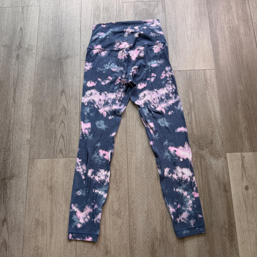 Lululemon Align High Rise Leggings Size 6 Navy Pink Tie Dye Print 24" length